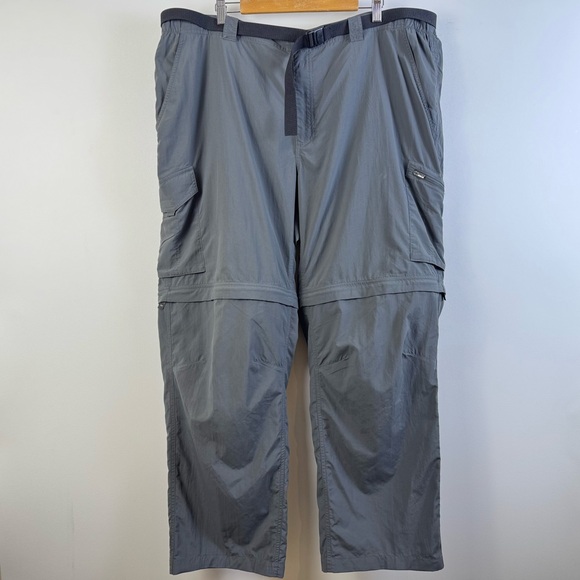 Columbia Omni-Shade Convertible Hiking Pants Mens 44x32 Gray Cargo Zip-Off Grey - Picture 1 of 13